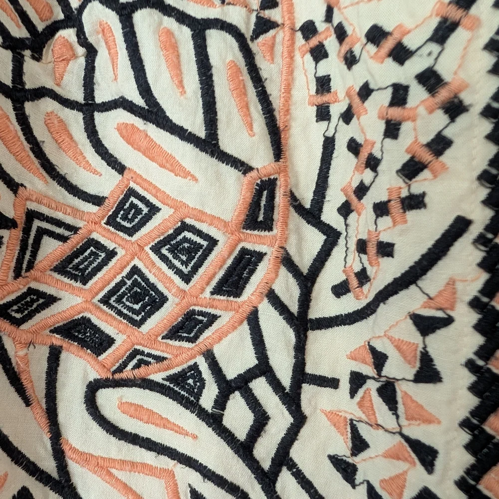 Zara Trafaluc Embroidered Jacket In Peach Cream and Black, Size M - Picture 7 of 8